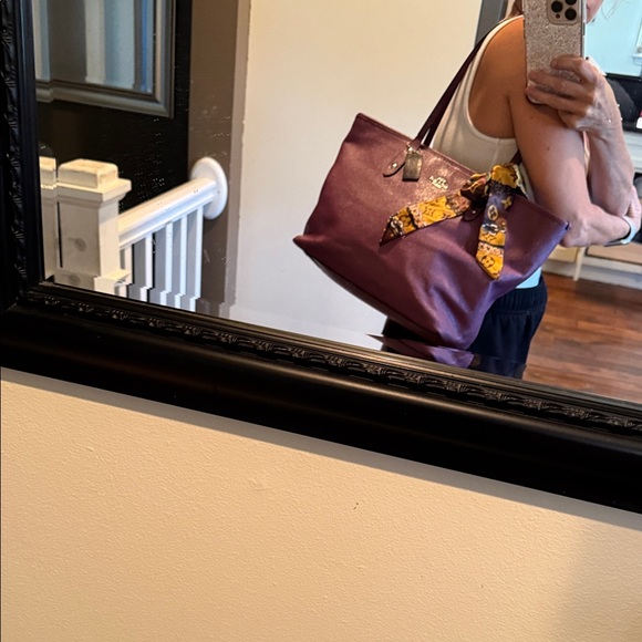 Coach Violet Tote Bag with Yellow Scarf - Picture 12 of 14